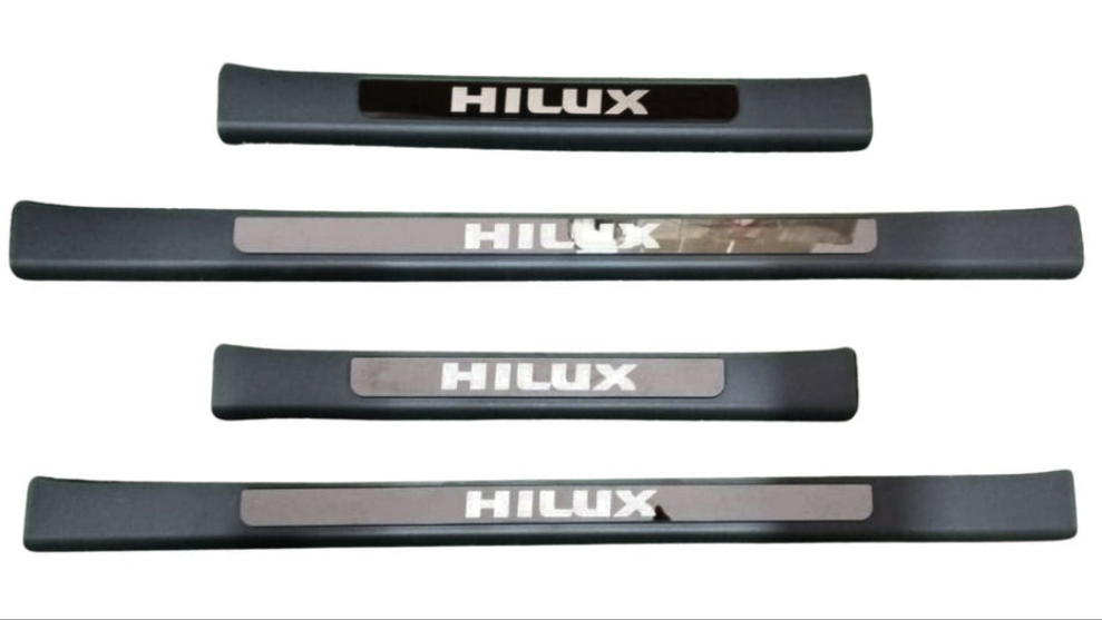 Toyota Hilux Vigo Champ (2012-2015) Black scuff plates with logo
