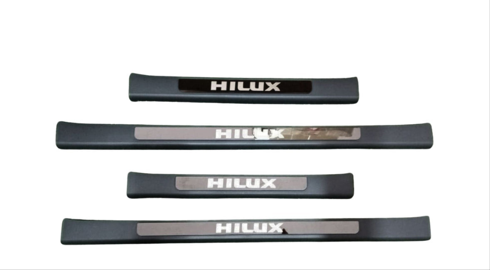 Toyota Hilux Vigo Champ (2012-2015) Black scuff plates with logo