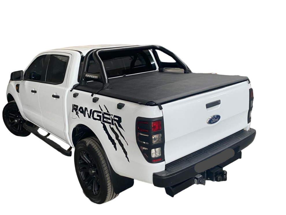 ALUMINIUM FRAME CLIP IN TONNEAU COVER Ford Ranger T6 Double Cab with 150043 roll bar
