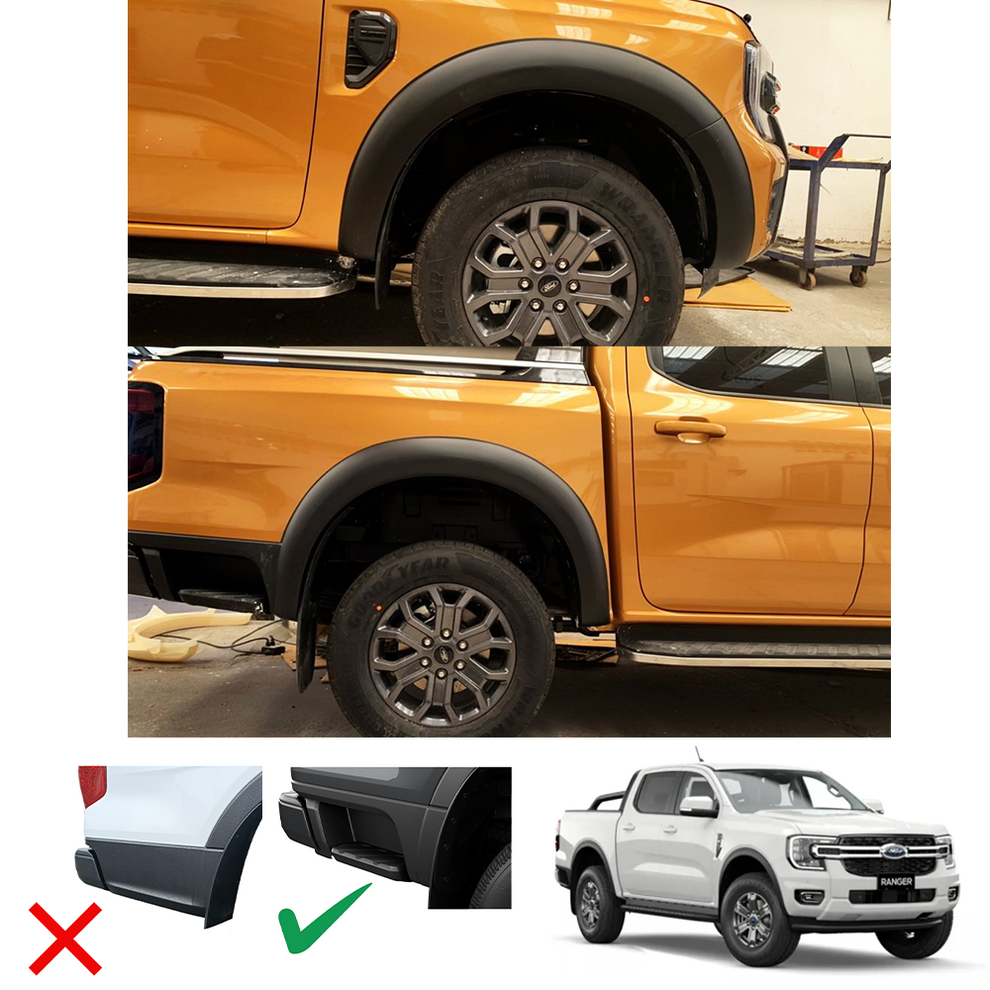 Ford Ranger Next Gen T9 (2023+) V1(smooth) Slimline Fender Flares With Sensor Holes