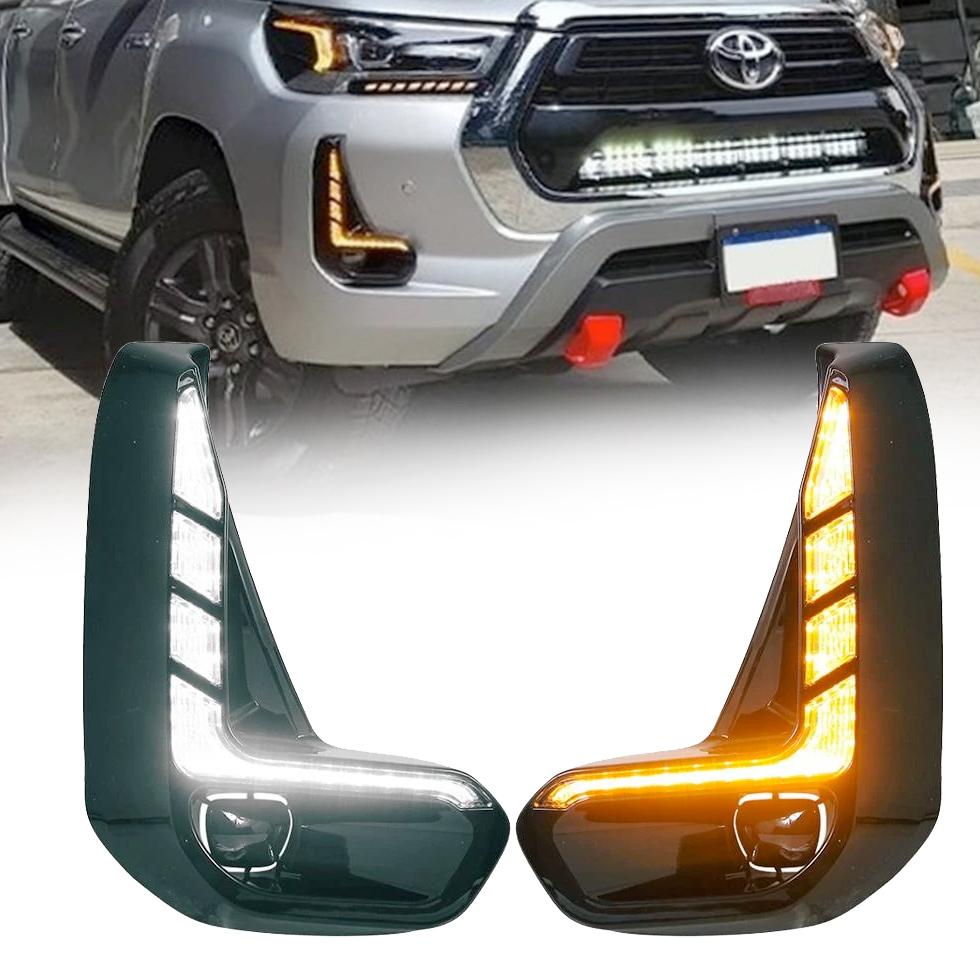 Toyota Hilux Revo (2020-On) Dual Function DRL LED Fog Light Surrounds With Dynamic Start Up