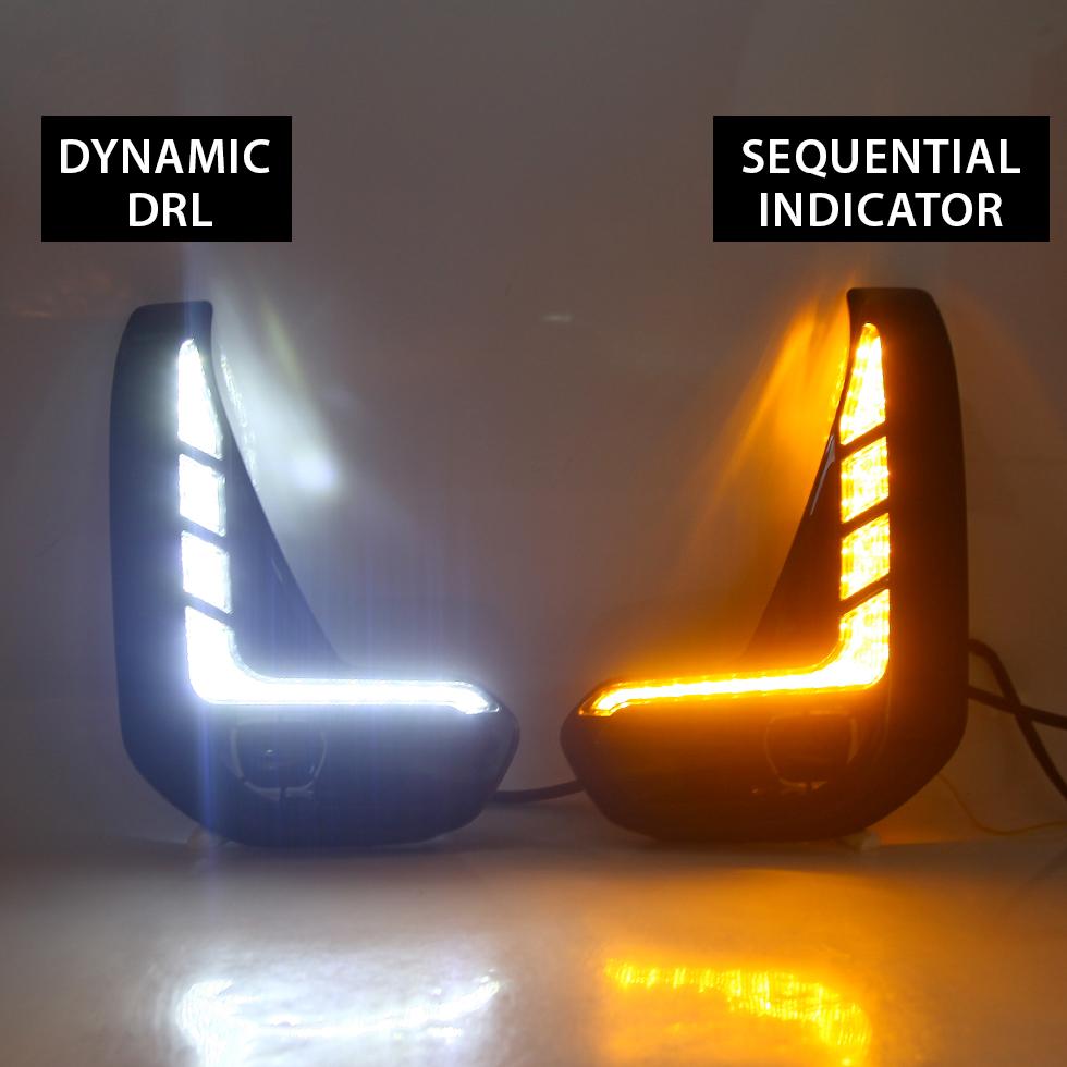 Toyota Hilux Revo (2020-On) Dual Function DRL LED Fog Light Surrounds With Dynamic Start Up