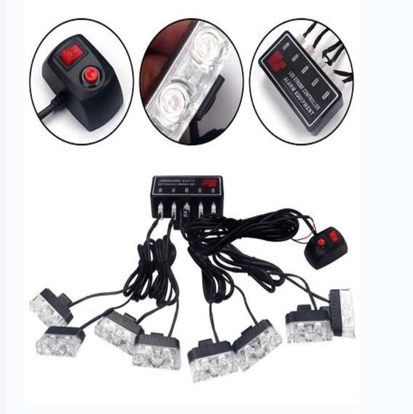 8 Piece Grill Clip-On Emergency Strobe Warning Lights - Amber