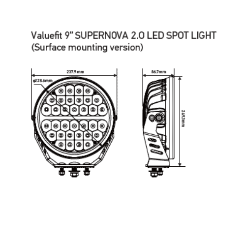 Hella Value Fit 9″ Supernova 2.0 LED Spot Light – Per Light