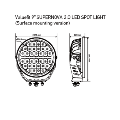 Hella Value Fit 9″ Supernova 2.0 LED Spot Light – Per Light