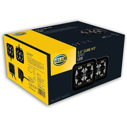 Hella LED Black Magic 3.2" Cube Kit - (Flood)