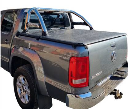ALUMINIUM FRAME CLIP IN TONNEAU COVER Volkswagen Amarok Double Cab with 250022 Roll Bar