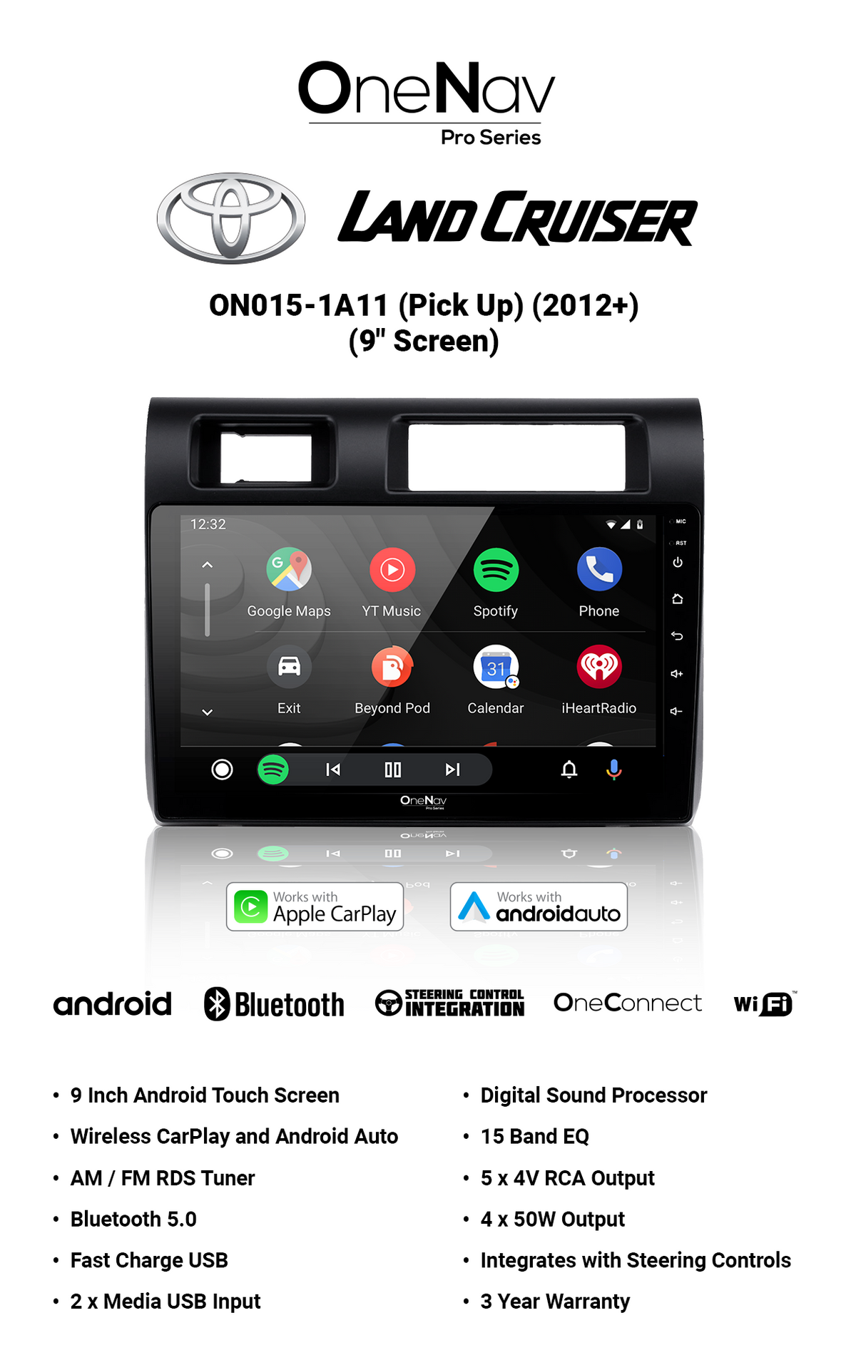 OneNav for Toyota Land Cruiser Pick Up - 9 Inch (2012-2023) + Free Reverse Camera
ON015-1A11
