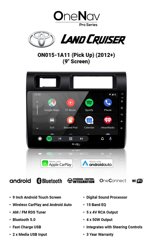 OneNav for Toyota Land Cruiser Pick Up - 9 Inch (2012-2023) + Free Reverse Camera
ON015-1A11