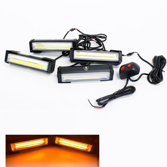 (AMBER) 4 Piece COB LED FLASHING / STROBE SYSTEM